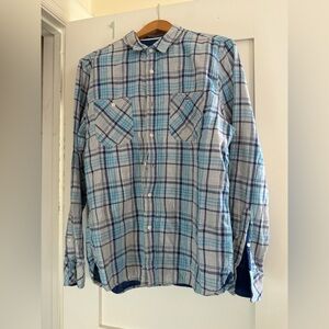 Vintage American Rag Light Blue Plaid Button Down Shirt
